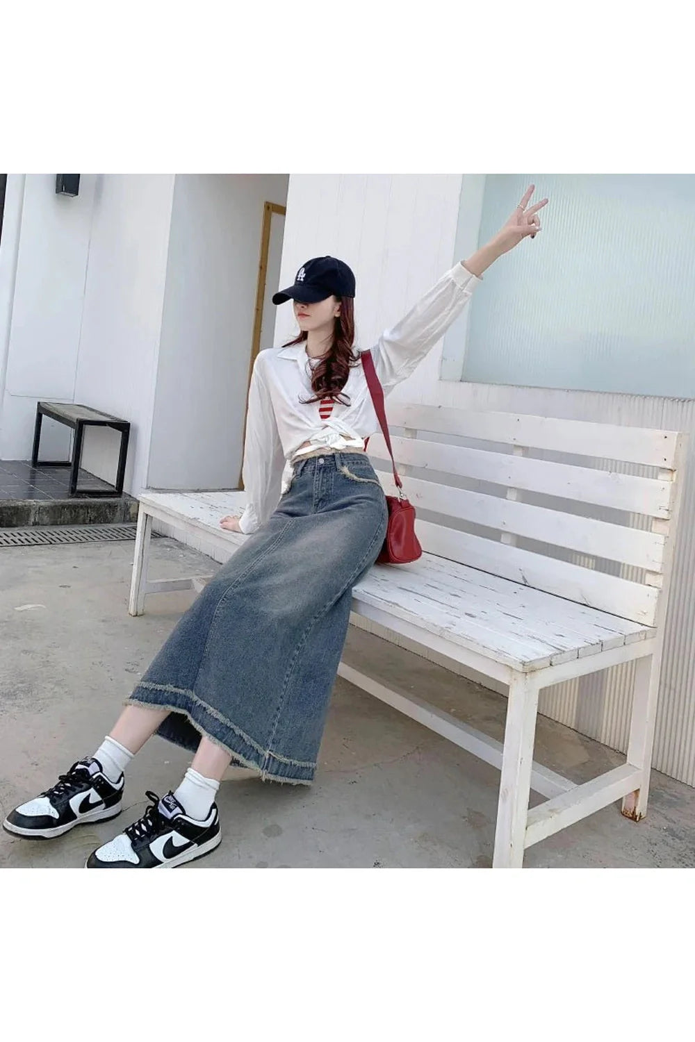 90s High Waist Jean Skirt