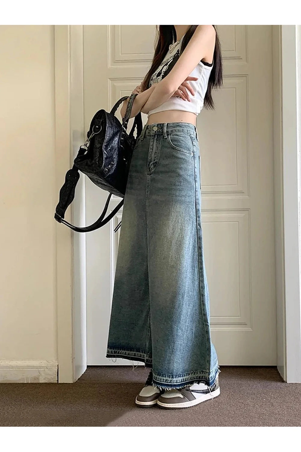 90s Vintage Long Denim Skirt