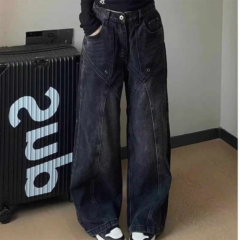 90s Vintage Stitch Wide-Leg Jeans