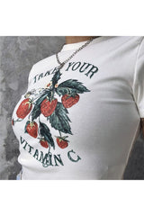 90s Vintage Strawberry Crop Top