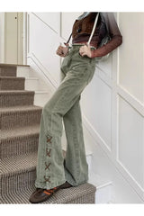 Fall 90s Wide Leg Green Jeans