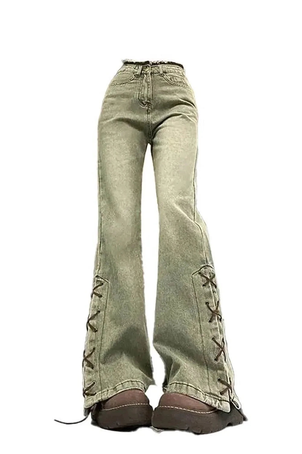 Fall 90s Wide Leg Green Jeans