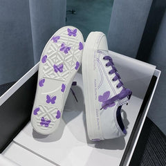 Embroidery Butterfly Low Lacing Canvas Sneakers