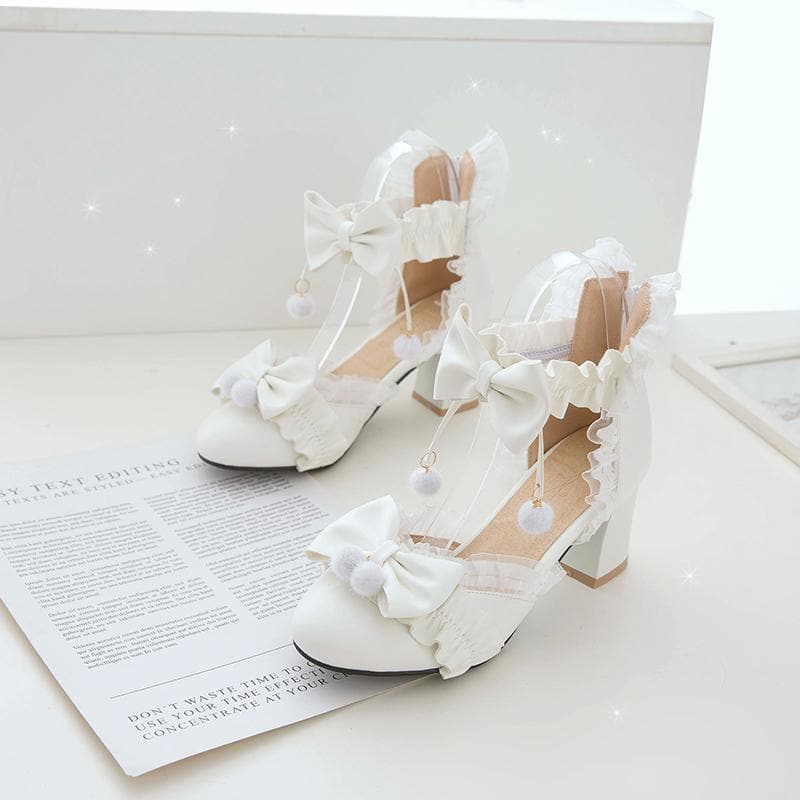Black/Pink/White Fashion Kawaii Lolita High Heeled Cute Shoes SS1861