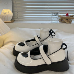 Love Heart Black/White Mary Jane Shoes BE1232