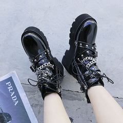 Gothic Chain Black Boots ON163