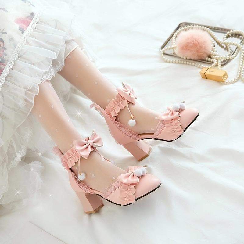 Black/Pink/White Fashion Kawaii Lolita High Heeled Cute Shoes SS1861