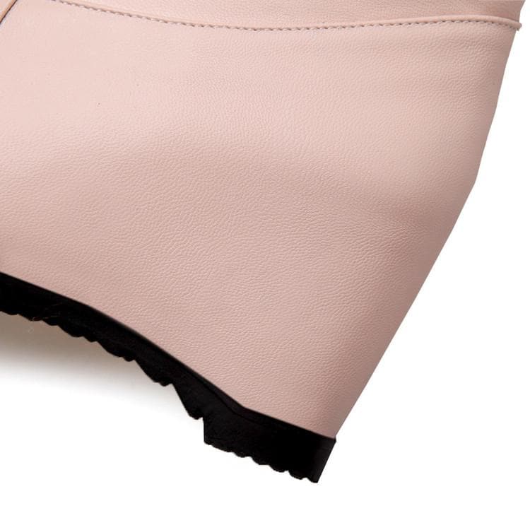 Pink/Beige Sweet Bow Fluffy High Boots