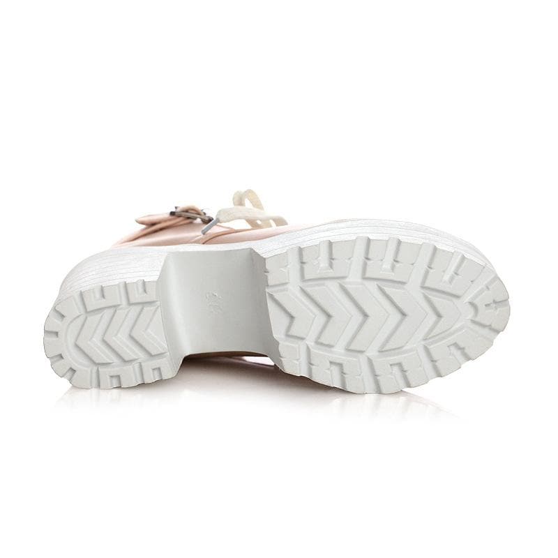 Fashion Buckle Plus Lacing 3 Colors High Heel Martin Boots