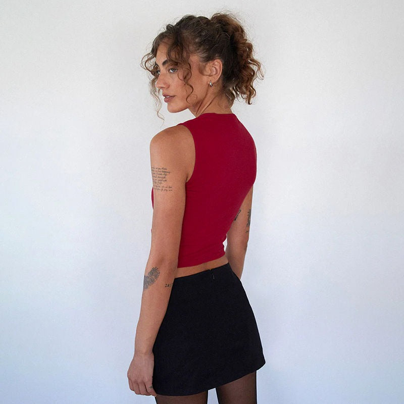 Bowknot Navel-Exposed Slim-Fit Tank Top