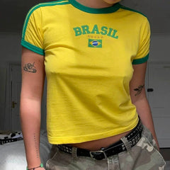 Slim Fit Letter European And American Top Y2k