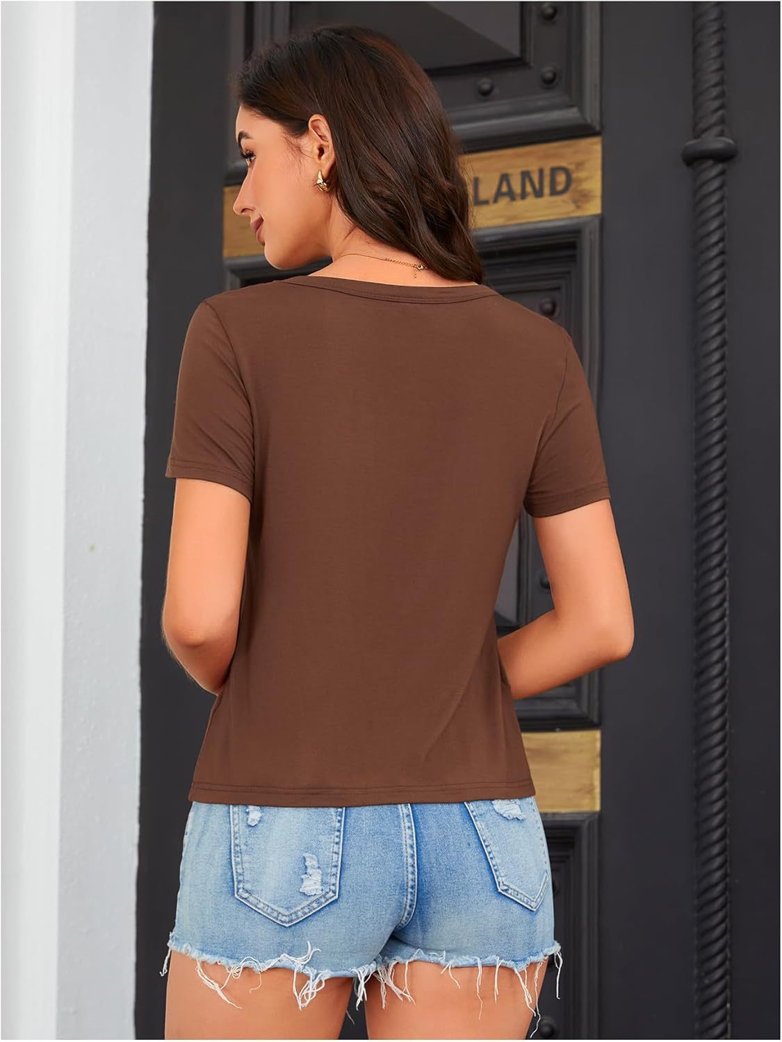 V-Neck Short-Sleeved T-Shirt With Laces