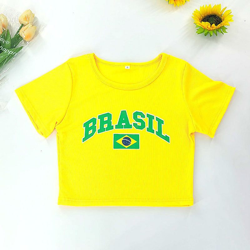 Slim Fit Letter European And American Top Y2k