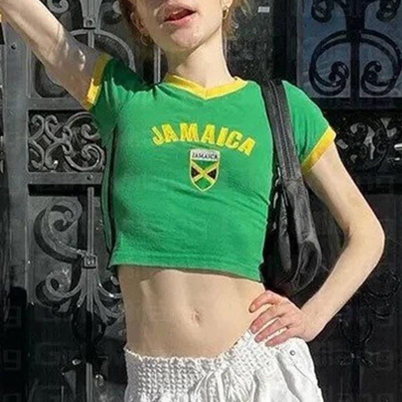 Slim Fit Letter European And American Top Y2k