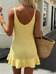 Sara V-neck Ruffle Hem Knit Mini Dress