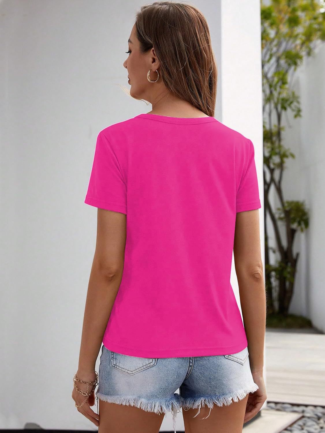 V-Neck Short-Sleeved T-Shirt With Laces