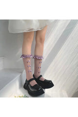 Sheer Mesh Bowknot Socks