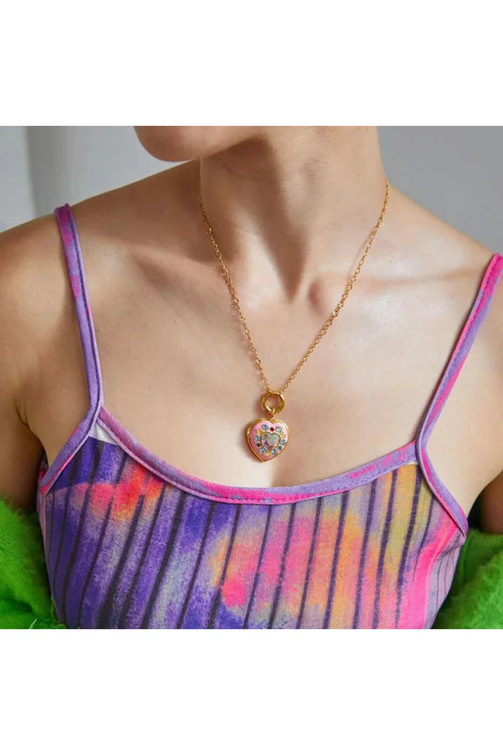 Collier cadre photo en forme de cœur