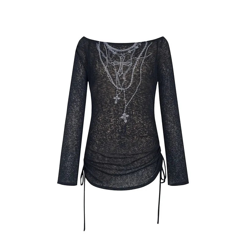 Dark Crucifix Long Sleeve Top