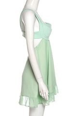 A-Line Mini Green Dress