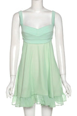 A-Line Mini Green Dress