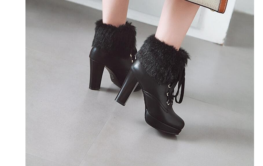 Black/White/Pink/Beige Elegant High-heeled Boots