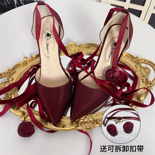 Lolita High Heels Bridal Pointed Shoes PE143
