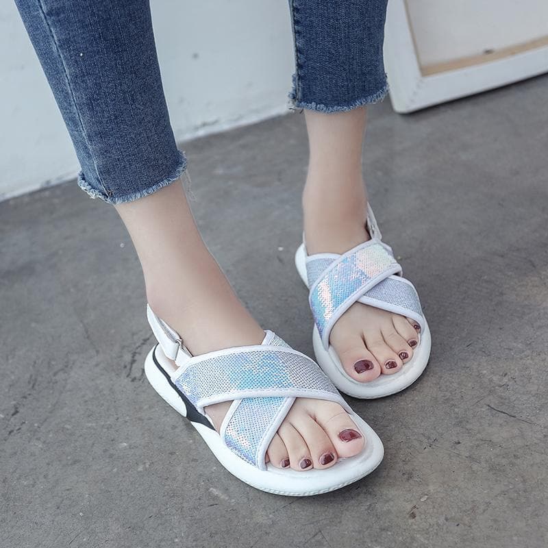 Black/White/Blue Sweet Shining Sandals