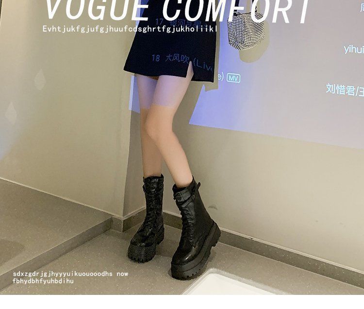 Lace-Up Platform Short Boots YP247