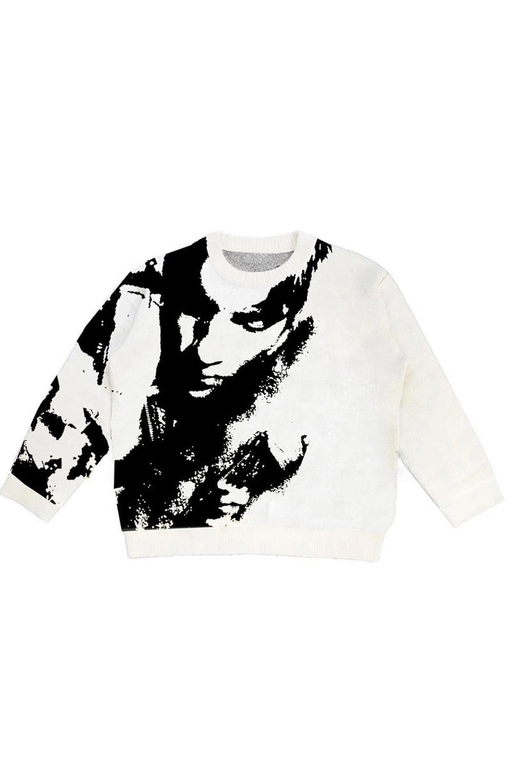 Fall Abstract Face Graphic Sweater