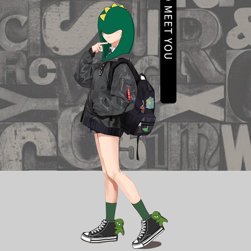 Kawaii Dinosaur Doll High Top Canvas Shoes