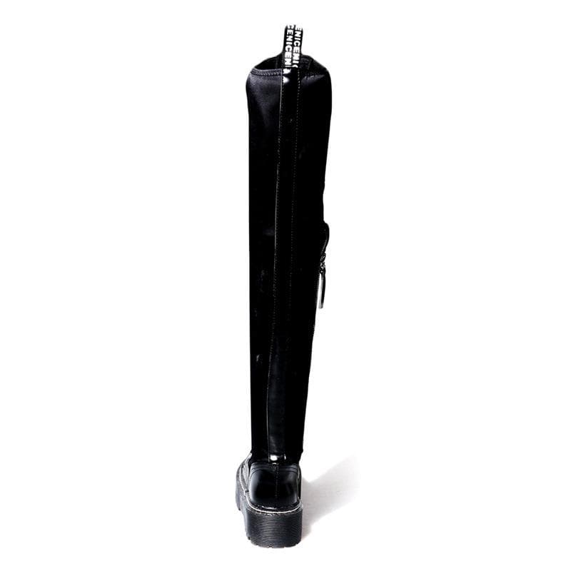 Black Gothic Laced Zipper High Boots