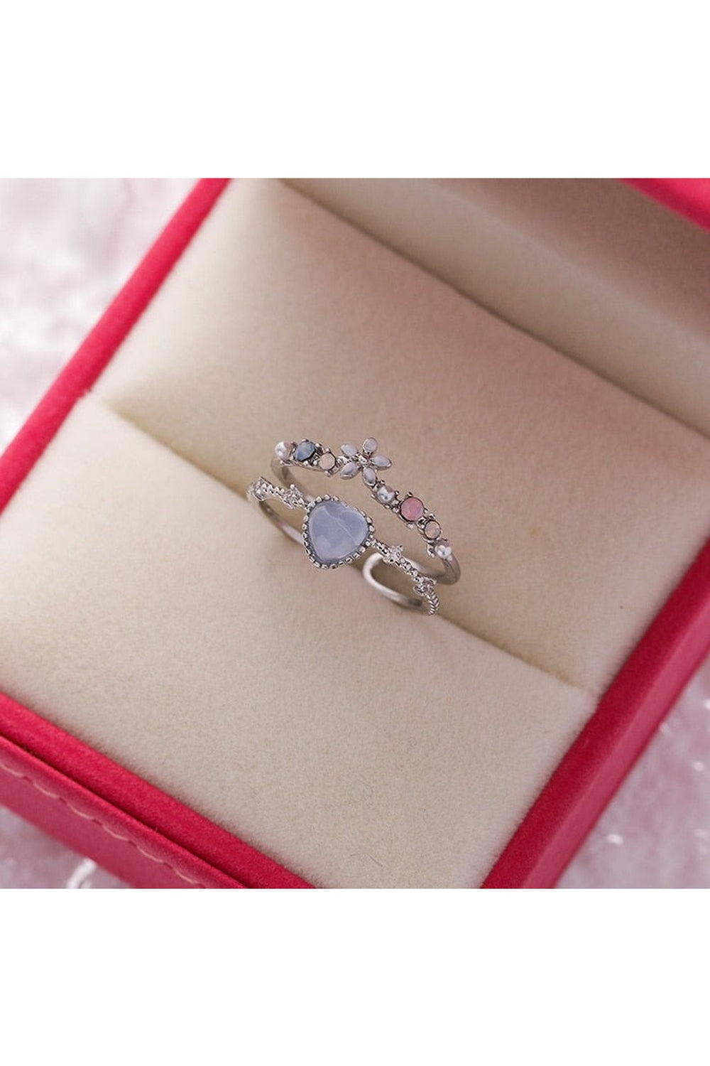 Aesthetic Crystal Flower Ring