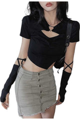 Acubi Hollow Out Casual Crop Top