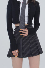 Aesthetic Pleated Striped Mini Skirt