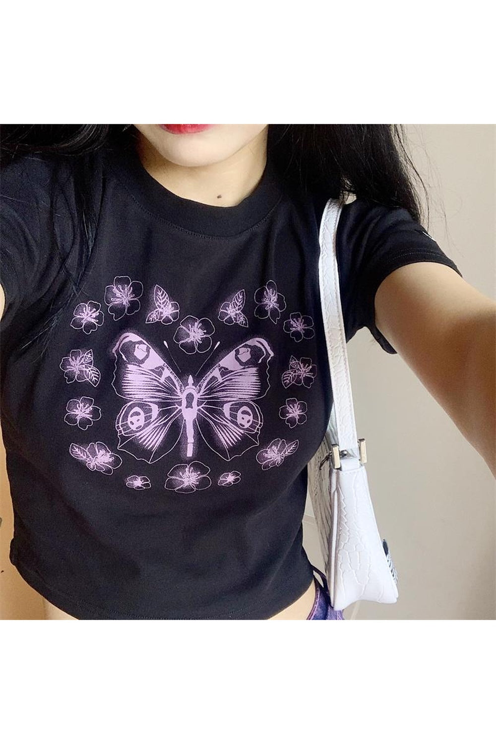 Alt Butterfly Print Summer Crop Top