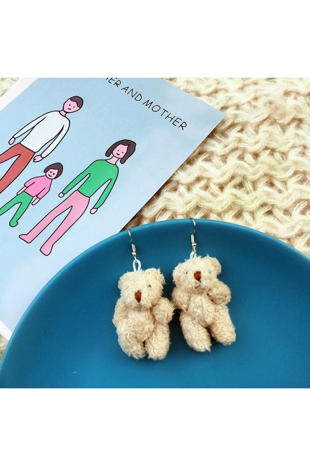 Alt Cute Plush Bear Earrings