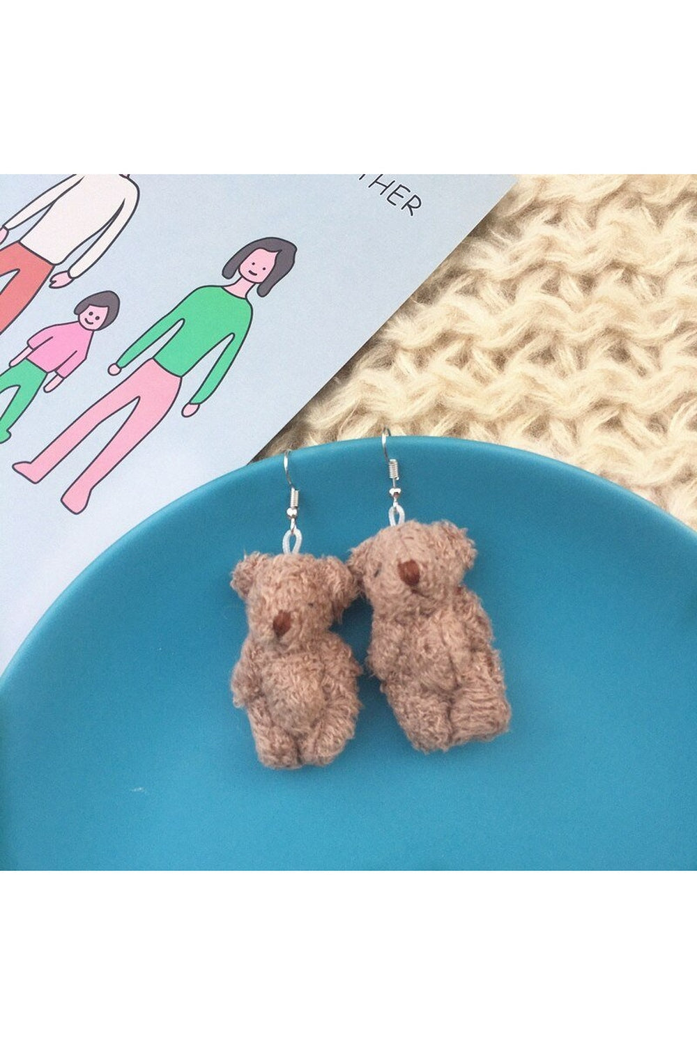 Alt Cute Plush Bear Earrings