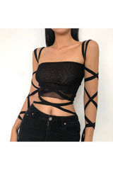 Alt Black Mesh Crop Top