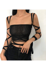 Alt Black Mesh Crop Top