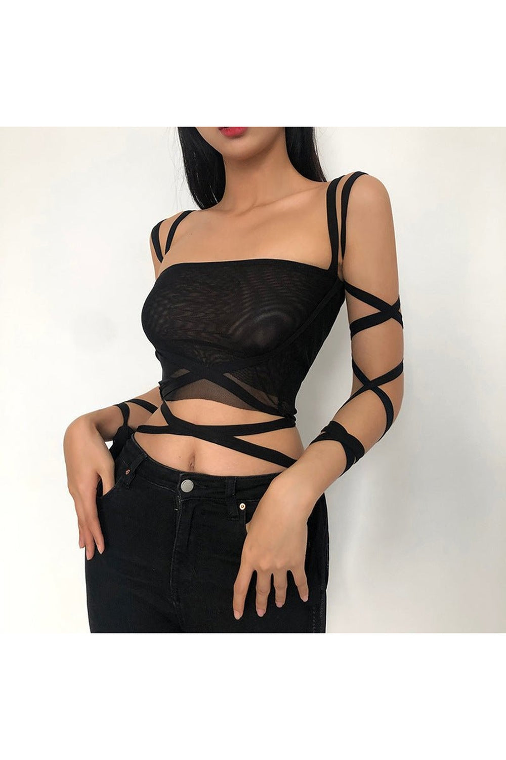 Alt Black Mesh Crop Top