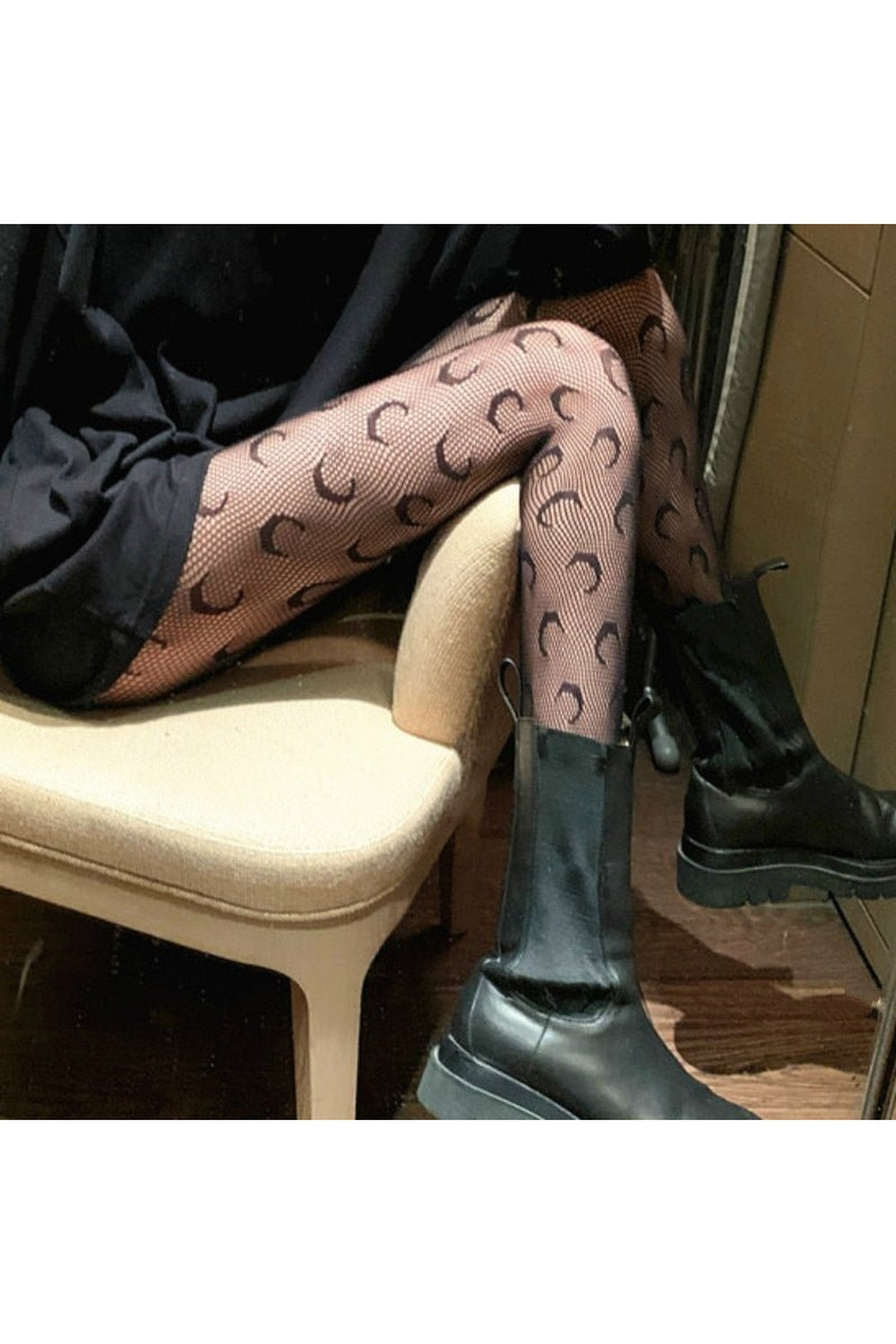 Alt Moon Pattern Tights Fishnet