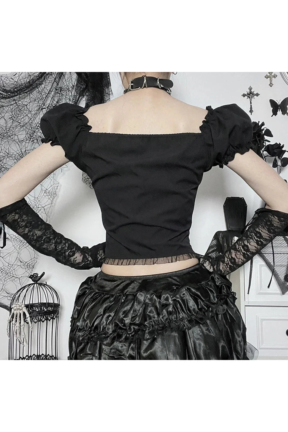 Alt Slim Fit Spitzenbandage-Top für Damen