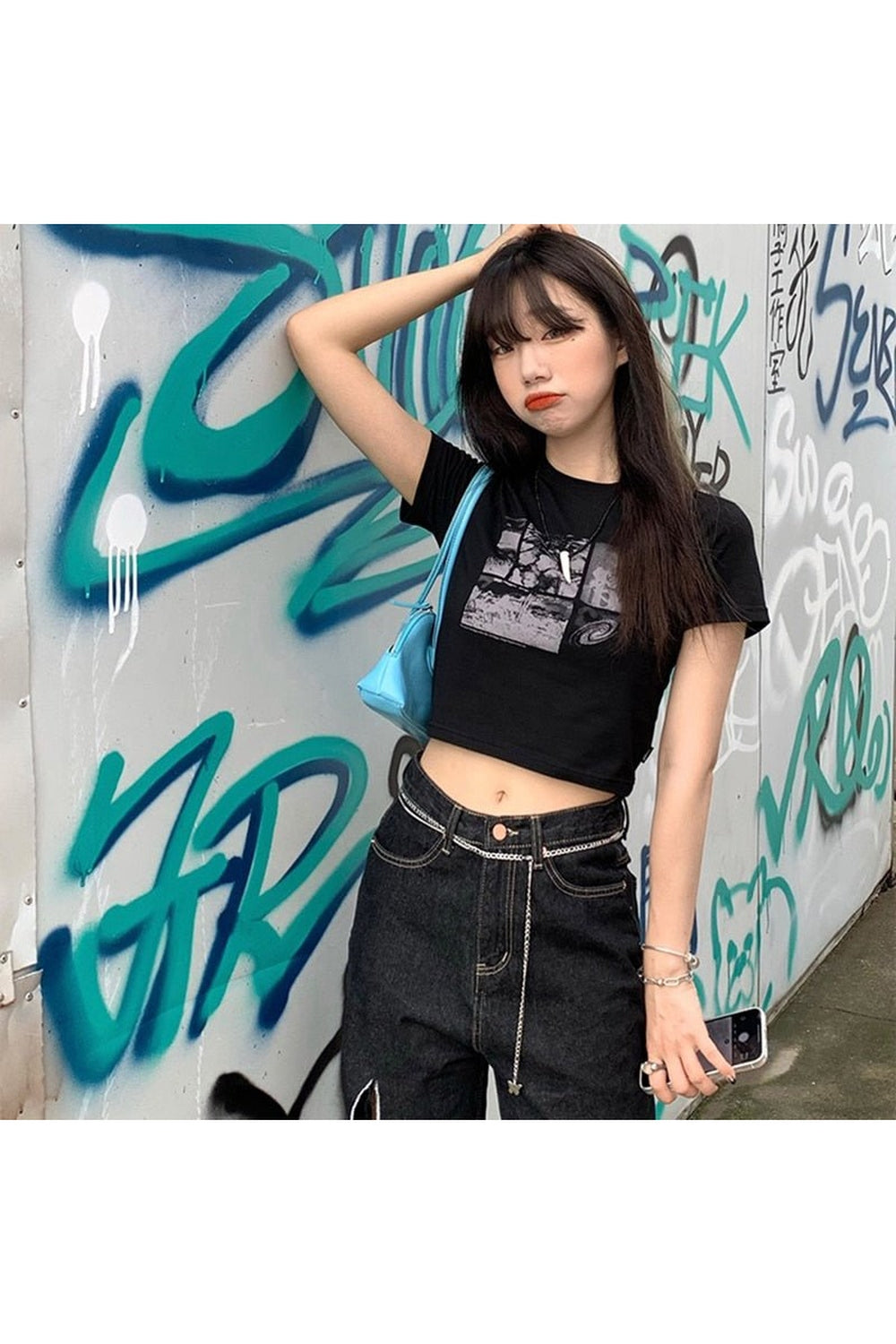 Alt Style Black Crop Top