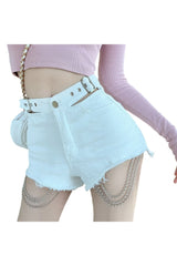 Alt Style Chain Denim Shorts