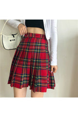 Alt Style Red Plaid Skirt