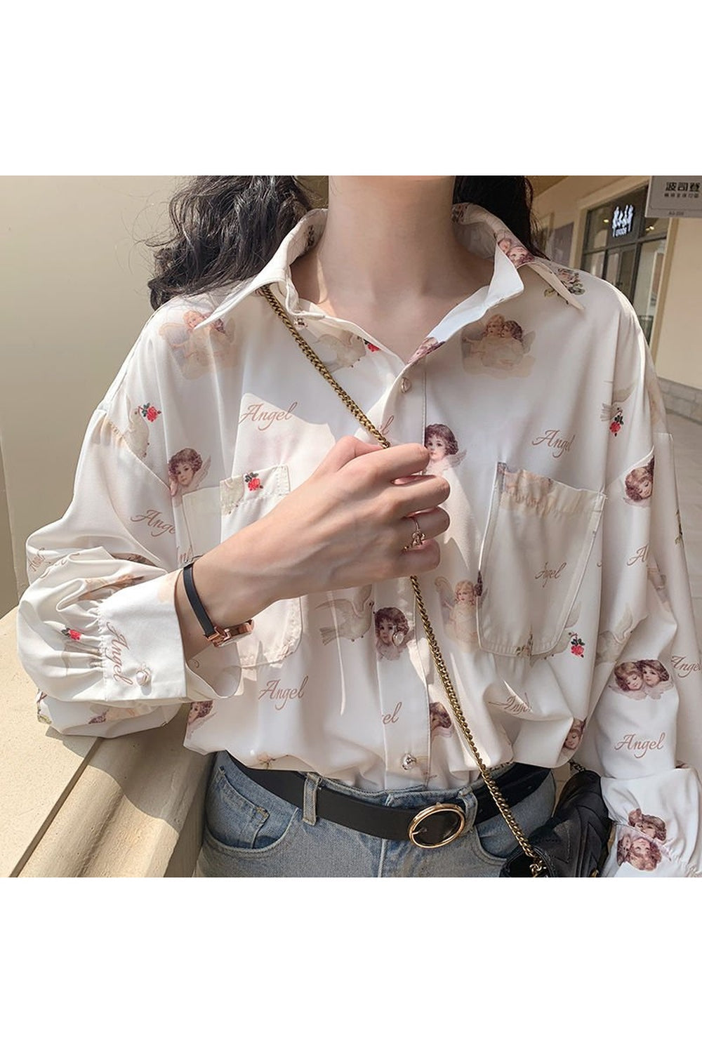 Angel Print Aesthetic Shirt