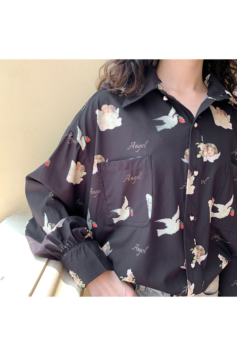 Angel Print Aesthetic Shirt