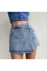 Asymmetrical Denim Mini Skirt