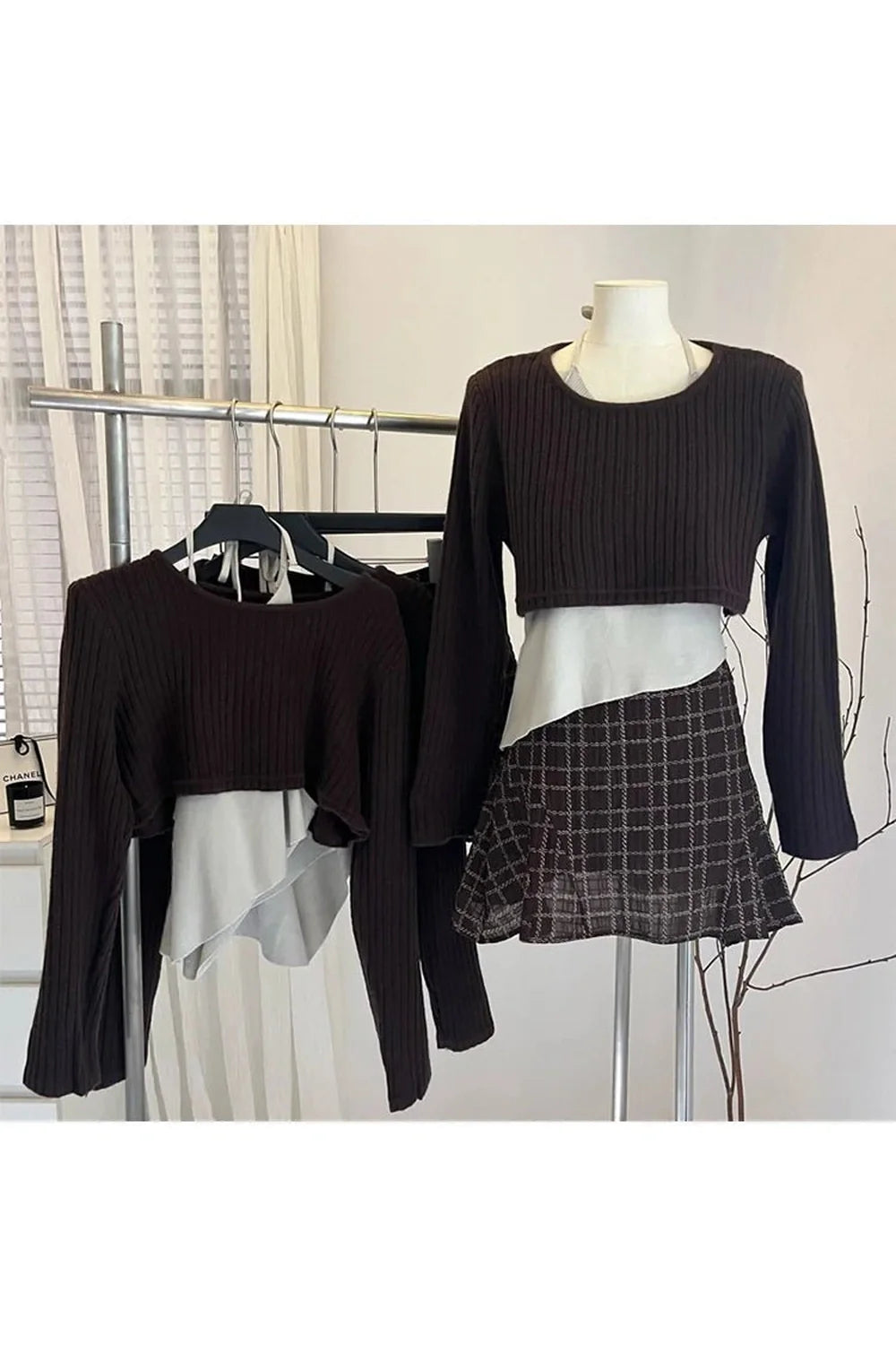 Asymmetrical Layered Knit Set